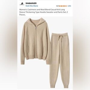 Shabaduer Cashmere & Wool blend Knit Hoodie and Pants Set